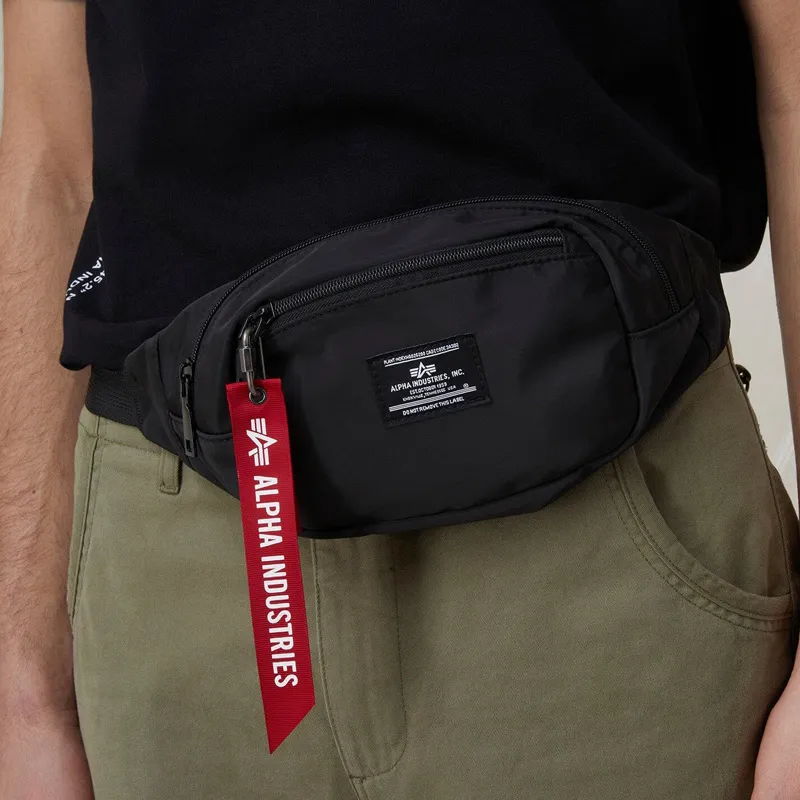 Alpha Industries Nylon One Shoulder Crossbody Fanny Pack Regular Unisex Black-2
