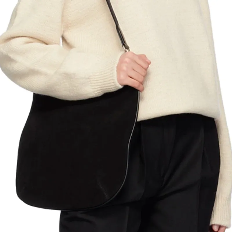 NOTHING WRITTEN Cow Leather Shoulder Bag Crossbody Bag Regular Unisex Black-3