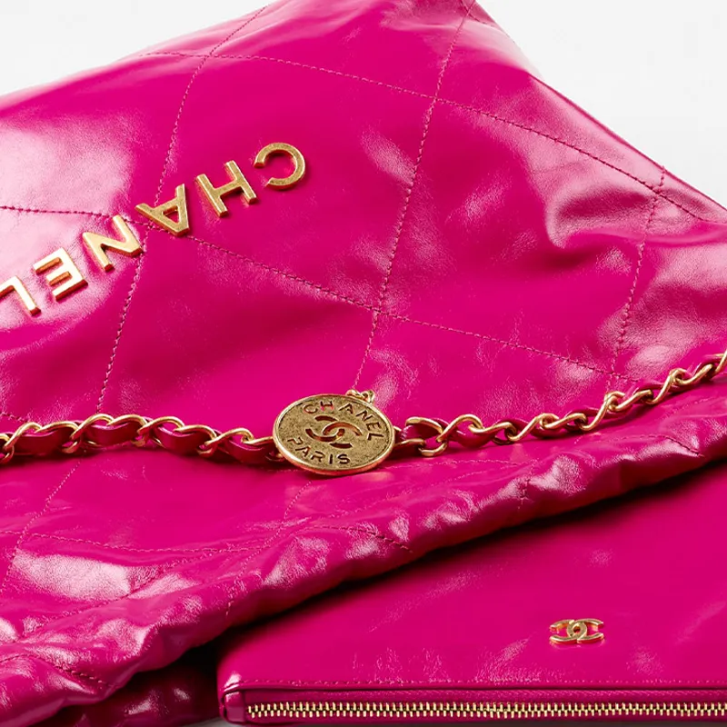 CHANEL 22Bag Cow Leather Crossbody Tote Handbag Women's Dark Pink-3