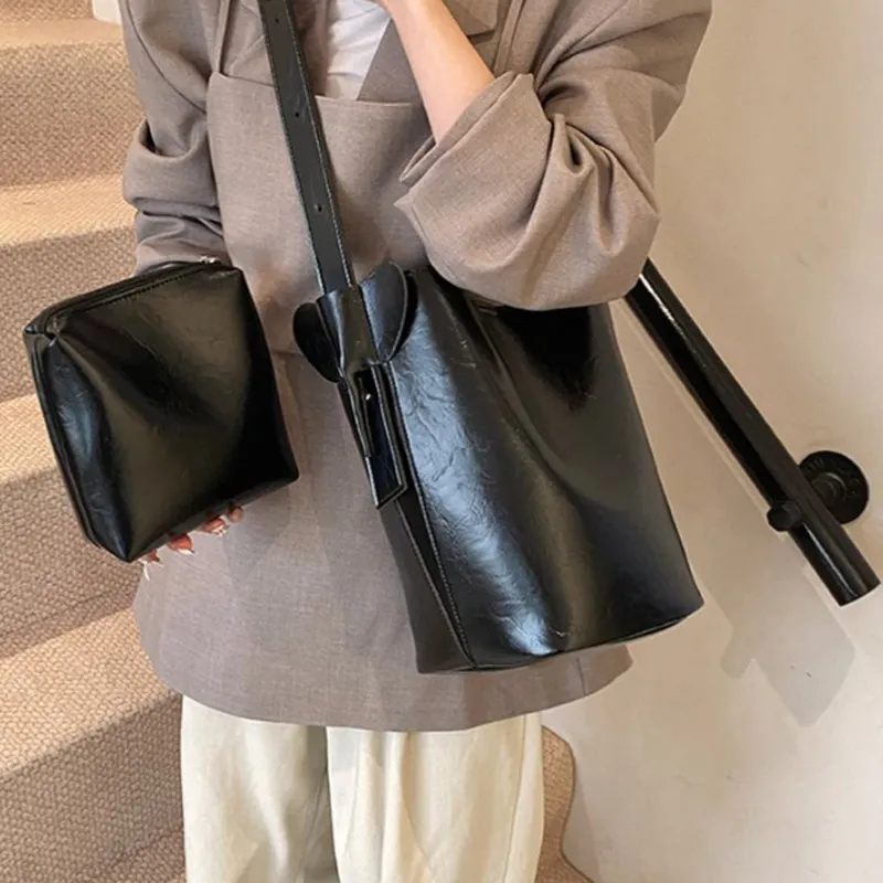 Fitchell PU Shoulder Bag Regular Women's Coffee/Brown/Black-8