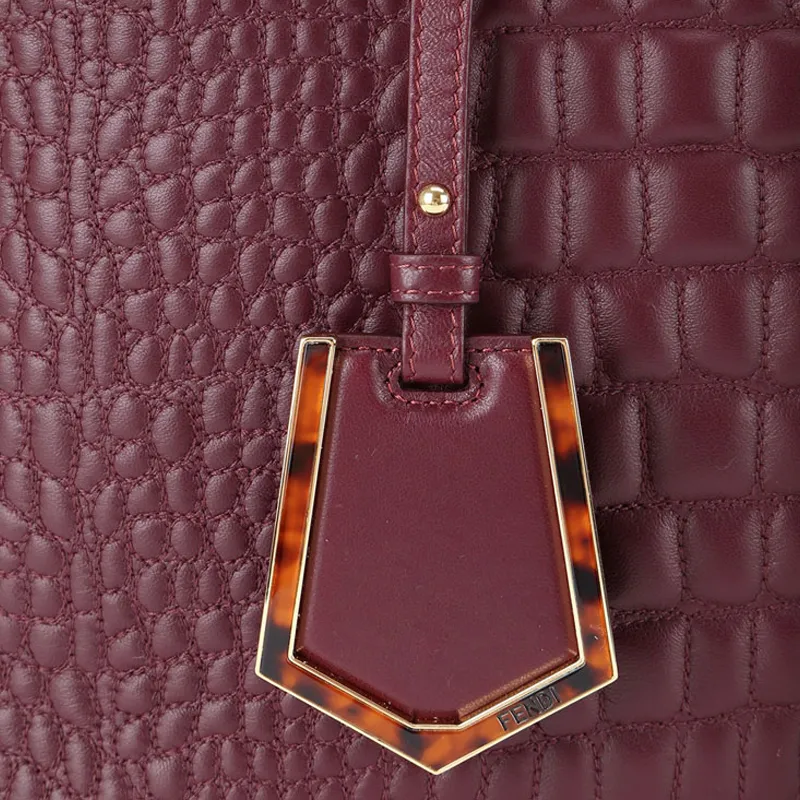 FENDI Leather Tote Bag Shopping Bag Crossbody Bag Handbag Shoulder Bag Women's Fuchsia-4