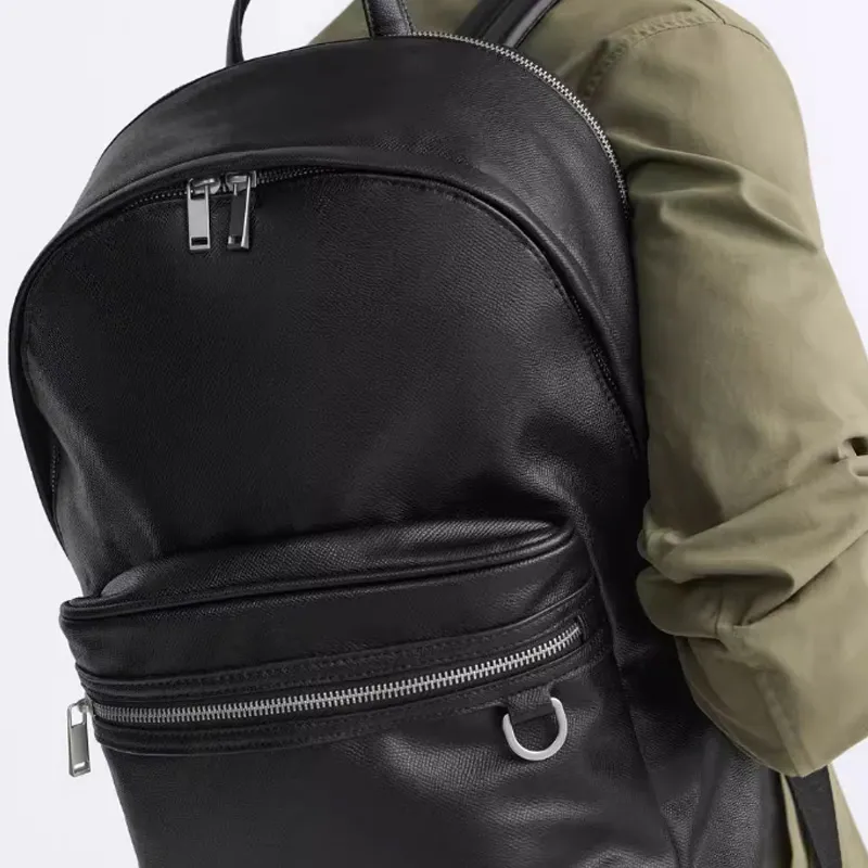 ZARA PU Backpack Large Size Men's Black-3