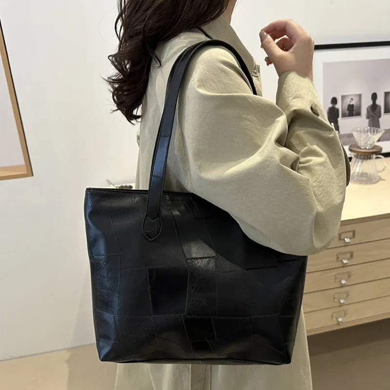 HCXK PU Trendy Fashion Students Minimalist Style Tote Bag Shoulder Bag Regular Women's Multicolor-3