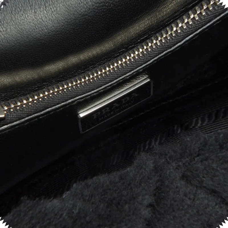 PRADA Fabric Crossbody Bag, Shoulder Bag Women's Black-4