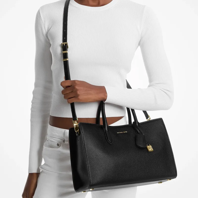 MICHAEL KORS Cow Leather Shoulder Bag Crossbody Bag Handbag Medium Size Women's Black-4