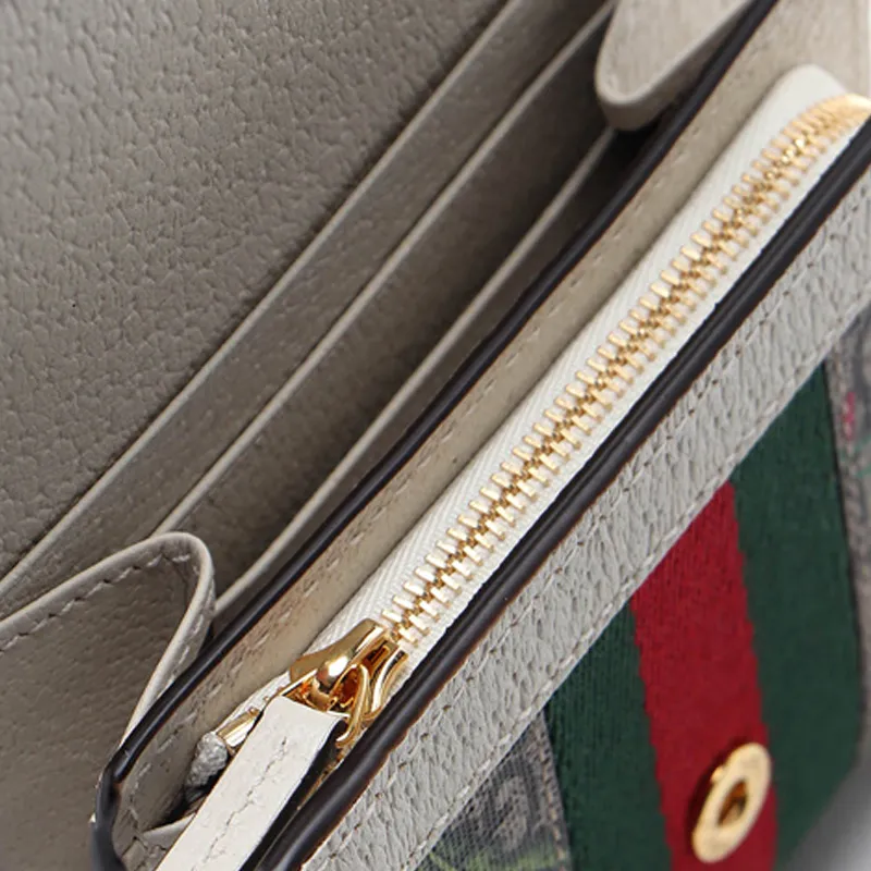 GUCCI Ophidia Canvas With Leather Wallet Women's Ebony/White/Multicolor-4