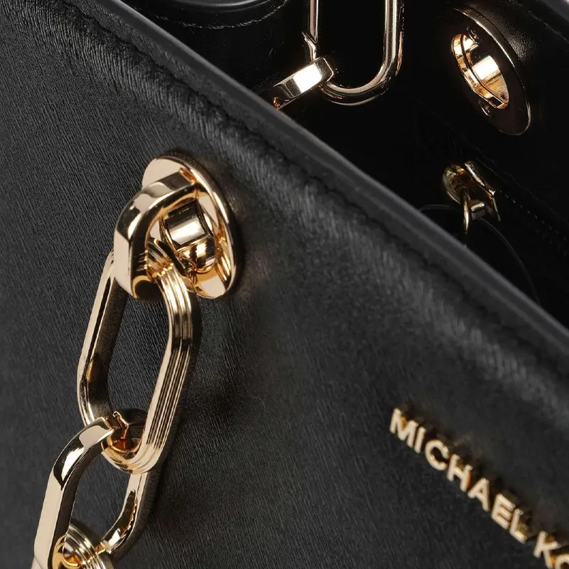MICHAEL KORS Cynthia Grain Cow Leather Shoulder Bag, Crossbody Bag, Handbag Women's Black-4