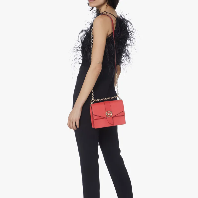 MICHAEL KORS MICHAEL KORS Luggage Collection Cow Leather Envelope Bag Shoulder Bag Crossbody Bag Small Size Women's Red-4
