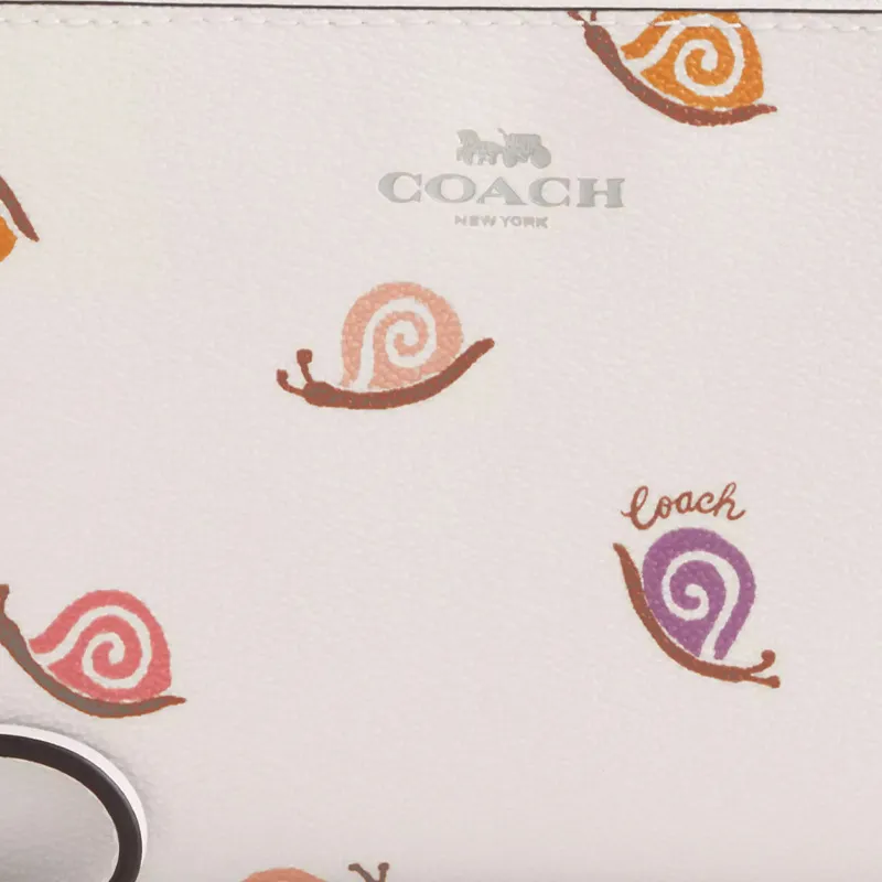 COACH Corner Zip Coated Canvas With Recycled Leather Canvas Bag Wrist Bag Clutch Small Size Women's Silver-2