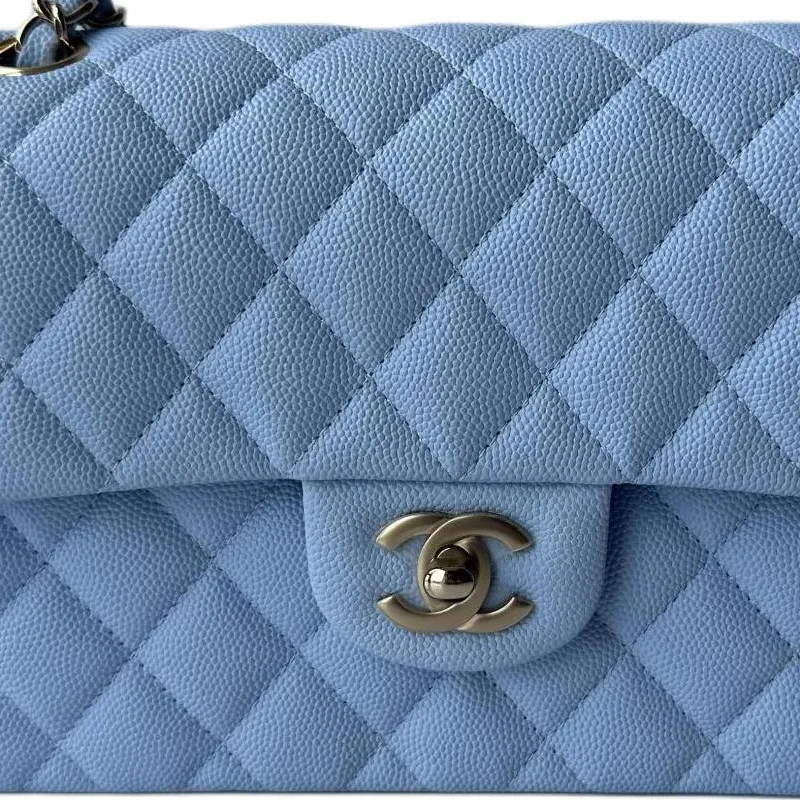 CHANEL Classic Flap CF23P Spring And Summer Grain Cow Leather Shoulder Bag, Crossbody Bag Trumpets Women's Light Blue-2