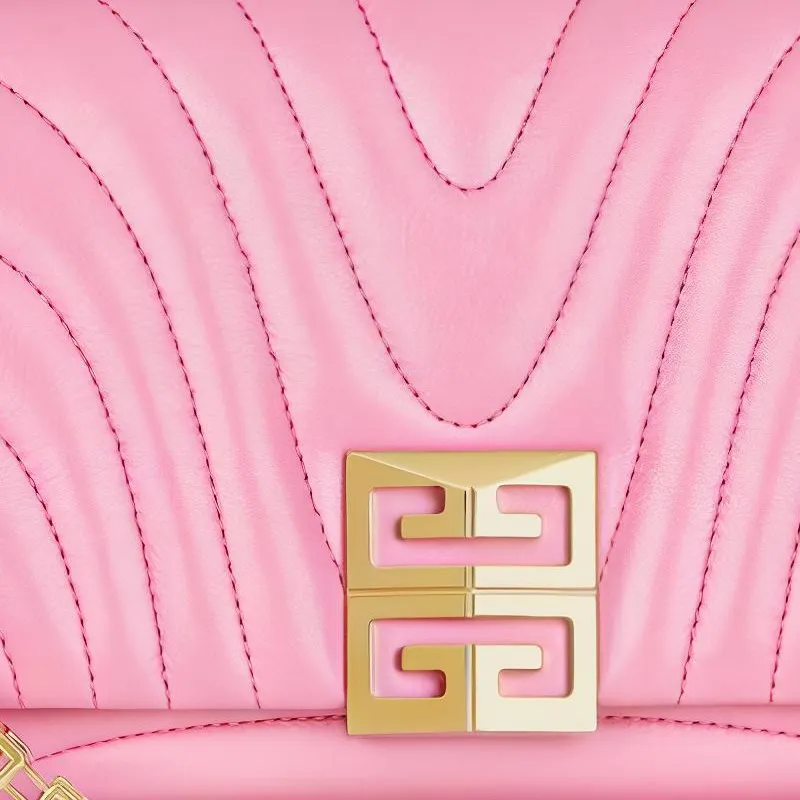 GIVENCHY 4G Quilted Cow Leather Handheld Shoulder Bag Crossbody Bag Small Size Women's Bright Pink-4