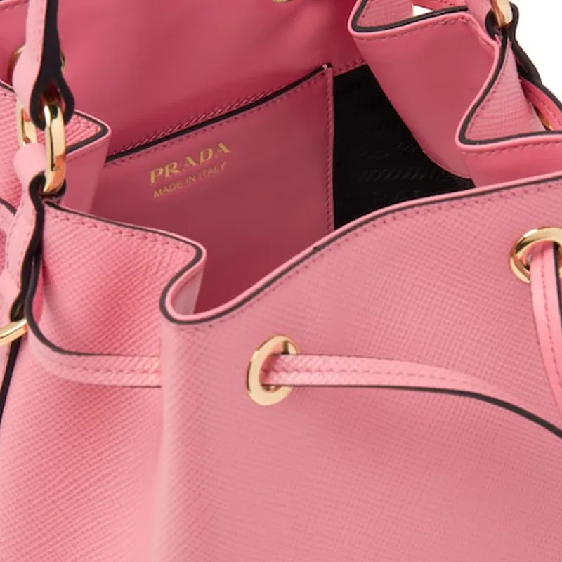 PRADA Saffiano Leather Bucket Bags Crossbody One Shoulder Handbags Women's Pink-3