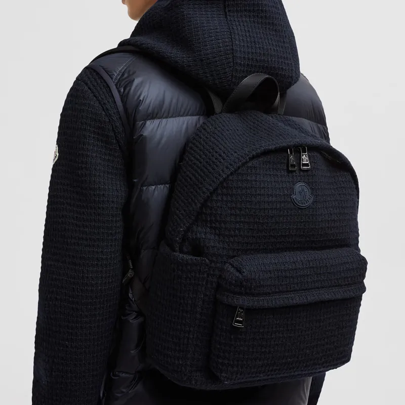 Moncler Wool Woven Backpack Unisex Black-4