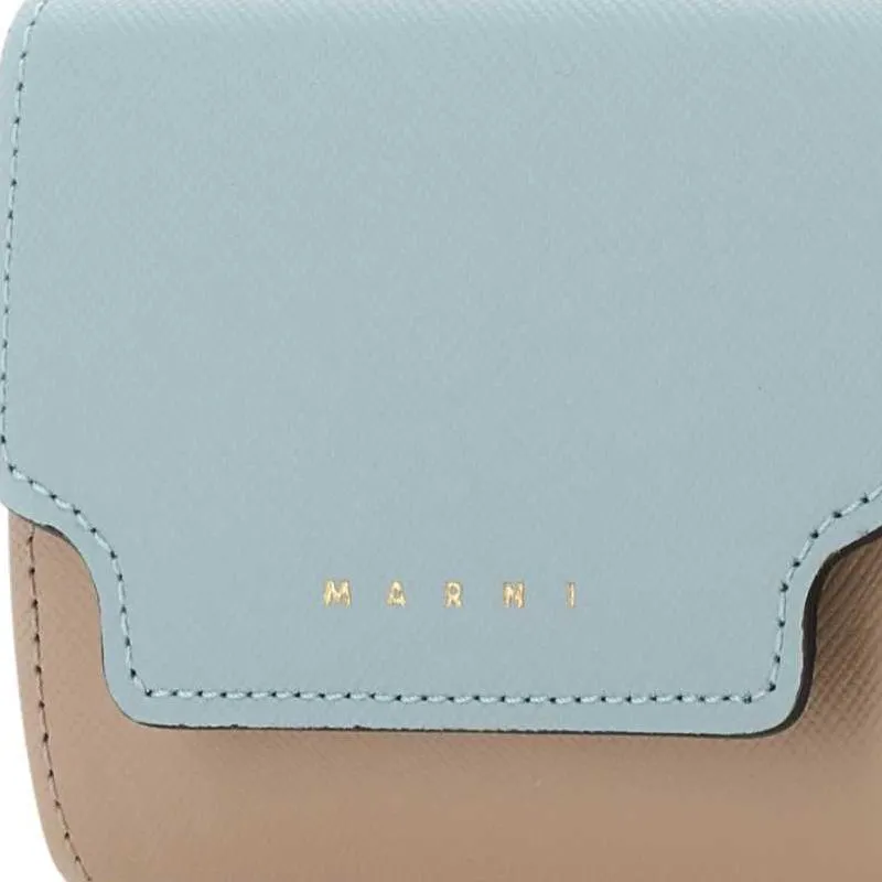 MARNI Calfskin Wallet Women's Light Blue/Light Brown-4