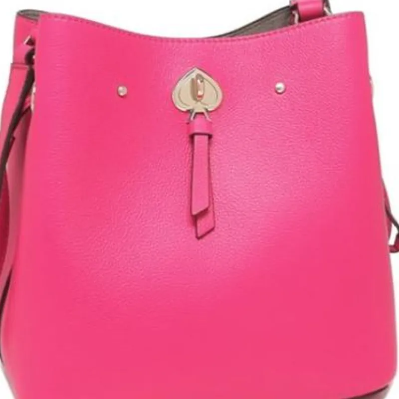 Kate Spade Litchi Grain Leather Shoulder Bag Unisex Fuchsia-4