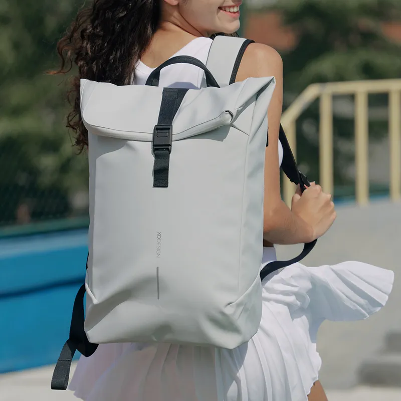 XDDESIGN Polyurethane And Polyester Blend Backpack Large Size Unisex White & Black-2