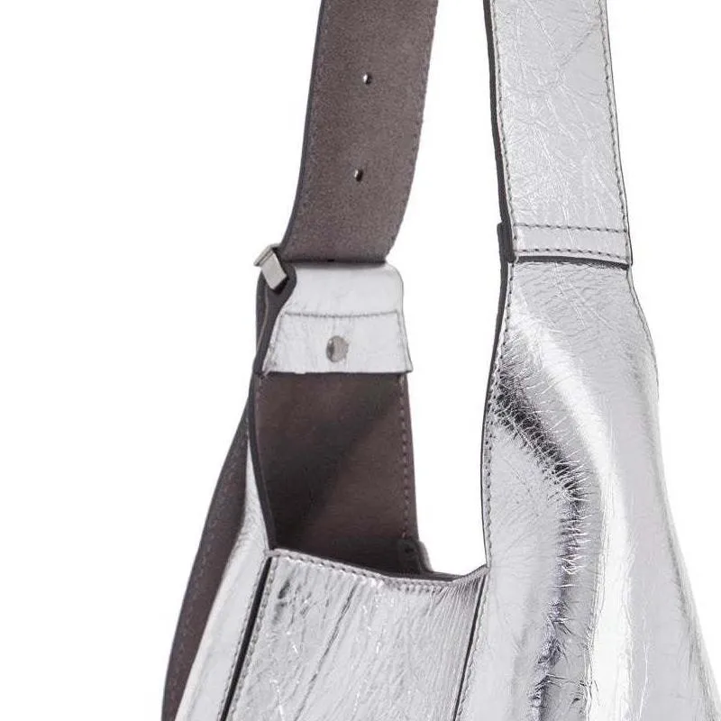 Jimmy Choo Calfskin Shoulder Bag Women's Silver-3