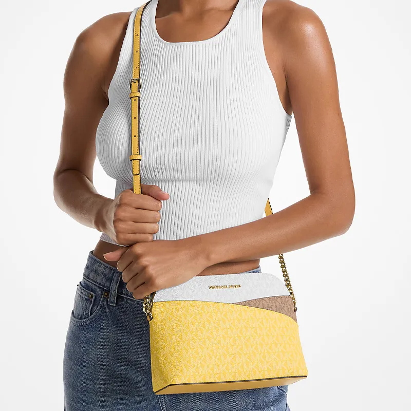 MICHAEL KORS Jet Set Travel Medium Color Block Signature Logo Dome Crossbody Bag-4