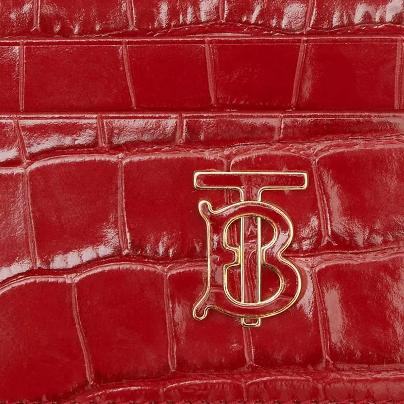 Burberry Shiny Calfskin Card Holder Women's Deep Red-4