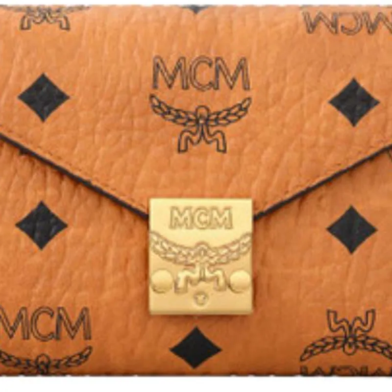 MCM Patricia Visetos PVC Polyvinyl Chloride Wallet Small Size Women's Brown Cognac-4
