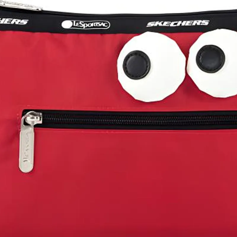 Skechers LeSportsac Poetry Joint Fabric Big Eyed Boy Bag Coin Purse Makeup Clutch Medium Size Unisex Deep Red-4