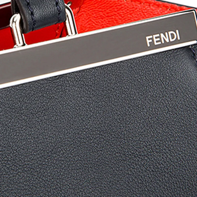FENDI Cow Leather Tote Combo Bag One Shoulder Handbag Regular Women's Dark Gray/Red-3