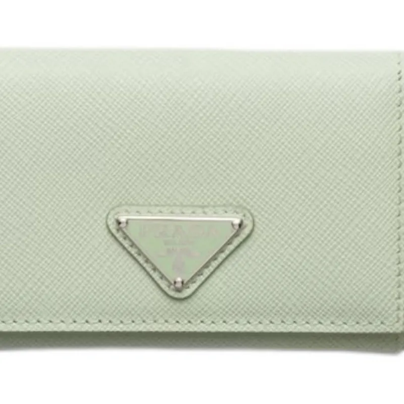 PRADA Leather Card Holder Women's Light Green-3