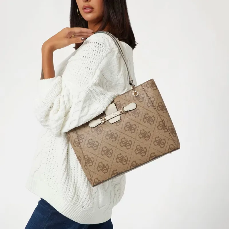 GUESS PU Tote Bag, Shopping Bag, Handbag, Shoulder Bag Women's Brown-4