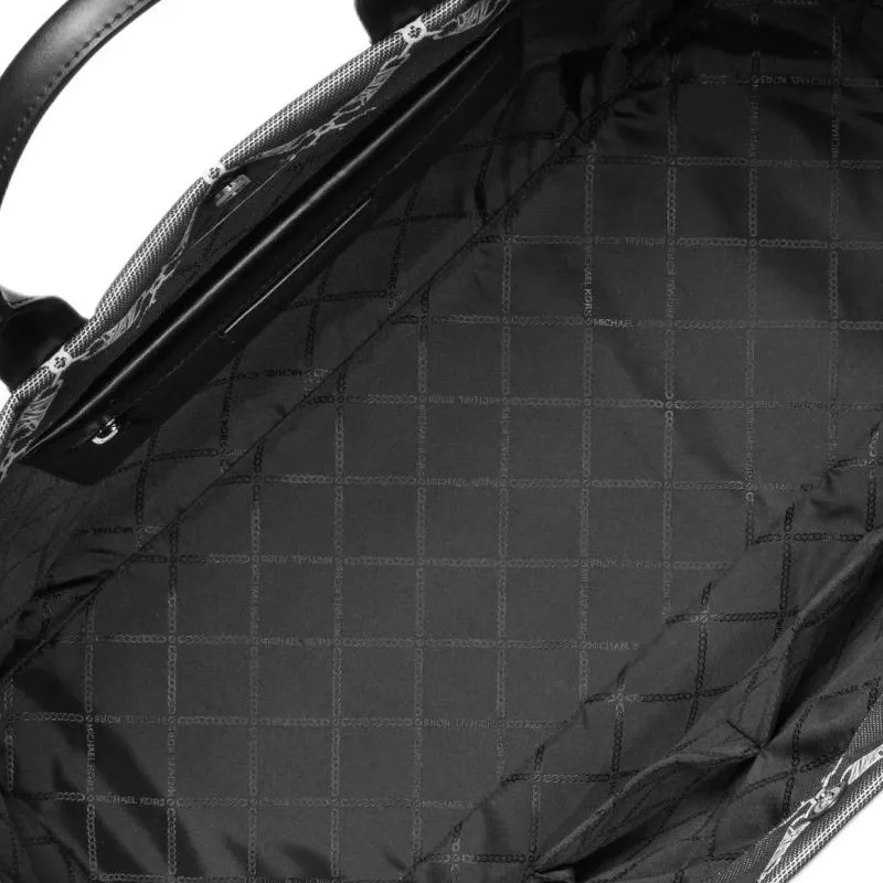MICHAEL KORS Fabric Tote Bag Shopping Bag Handbag Shoulder Bag Crossbody Bag Men's Black & White-3