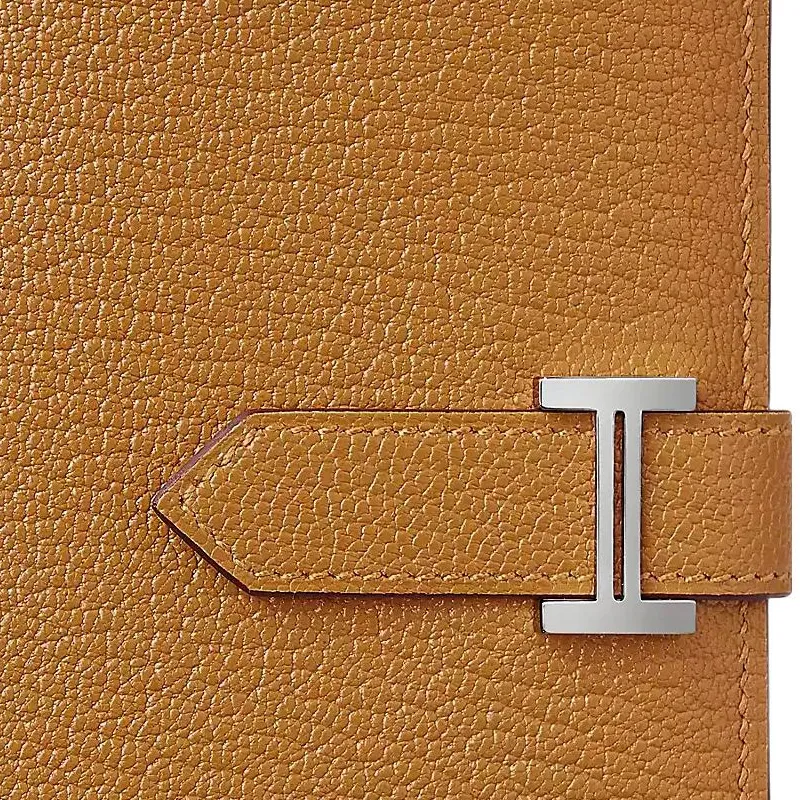 HERMES Bearn Mysore Goat Skin Card Holder, Wallet Regular Unisex 28 Caramel-2