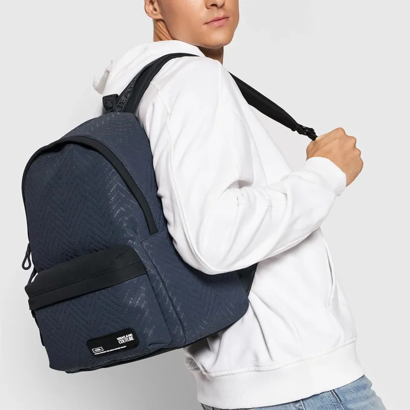 FANSIZHE Jeans Couture Artificial Leather Backpack Unisex Dark Blue-4