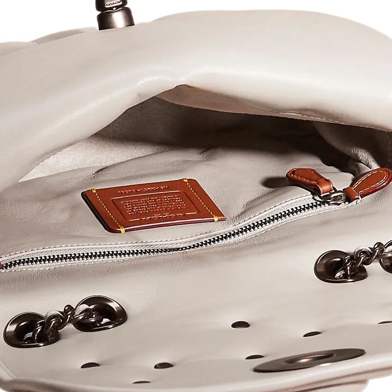 COACH Madison Nappa Leather Pillow Bag Handbag, Shoulder Bag Medium Size Women's Gray-4