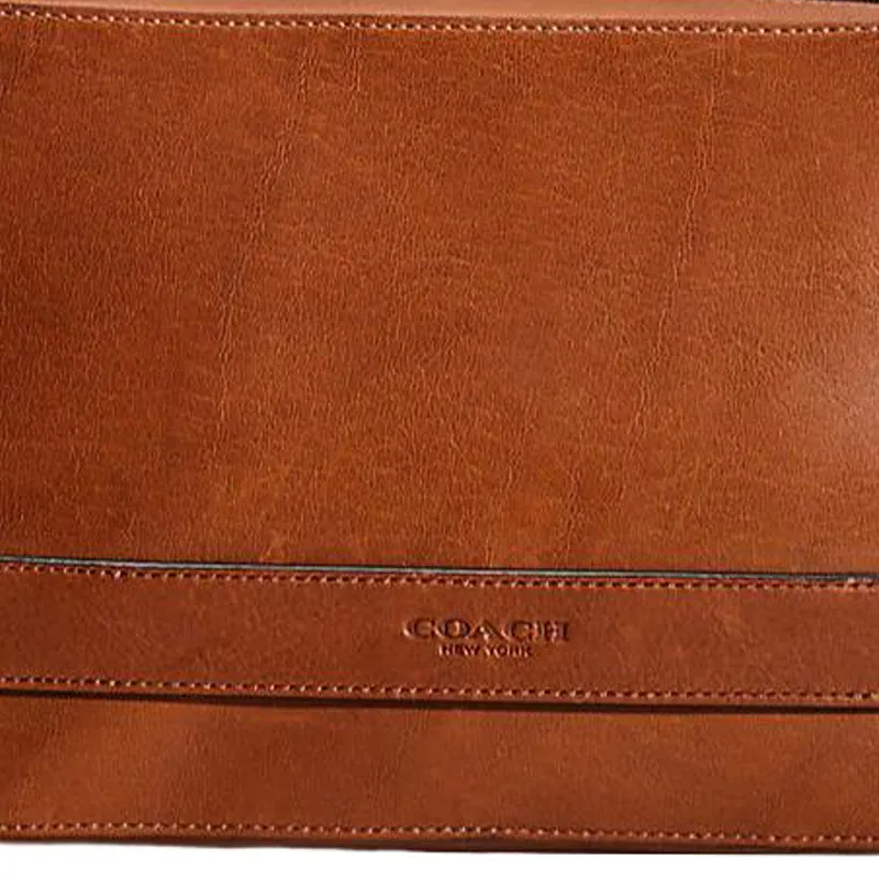 COACH Pouchette Calfskin Wrist Bags Clutches Medium Size Women's Brown-1