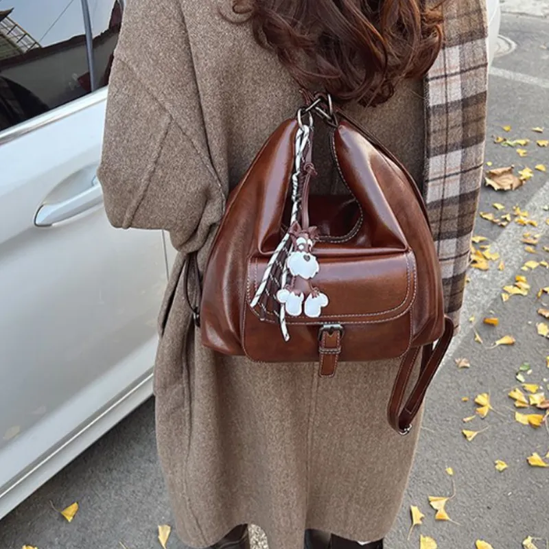 Fitchell PU Backpack Women's Brown/Black/Coffee-3