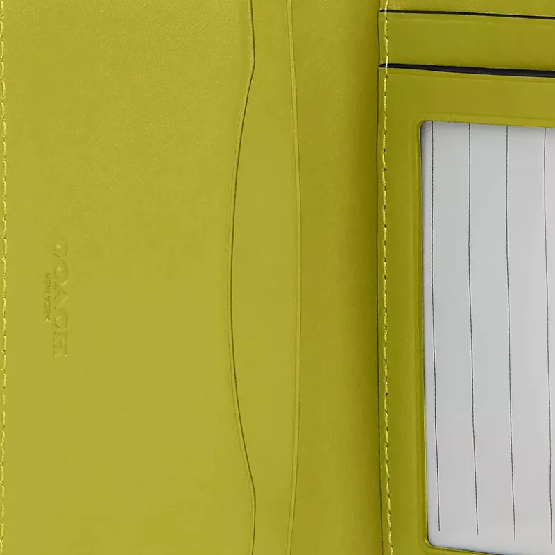 COACH Refined Pebbled Leather With Refined Calfskin Wallet Women's Black Antique Nickel Metal With Yellow Crystal-3