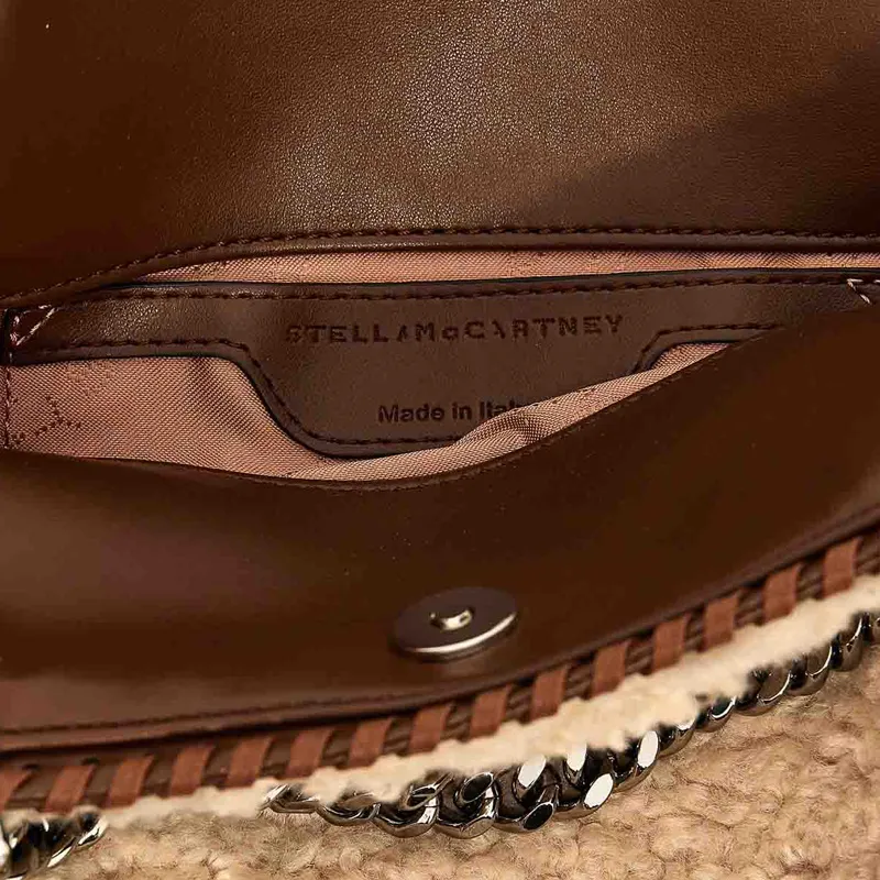 Stella McCartney Falabella Sheared Wool Tote Bag Shopping Bag Handbag Mini Women's Light Brown-2