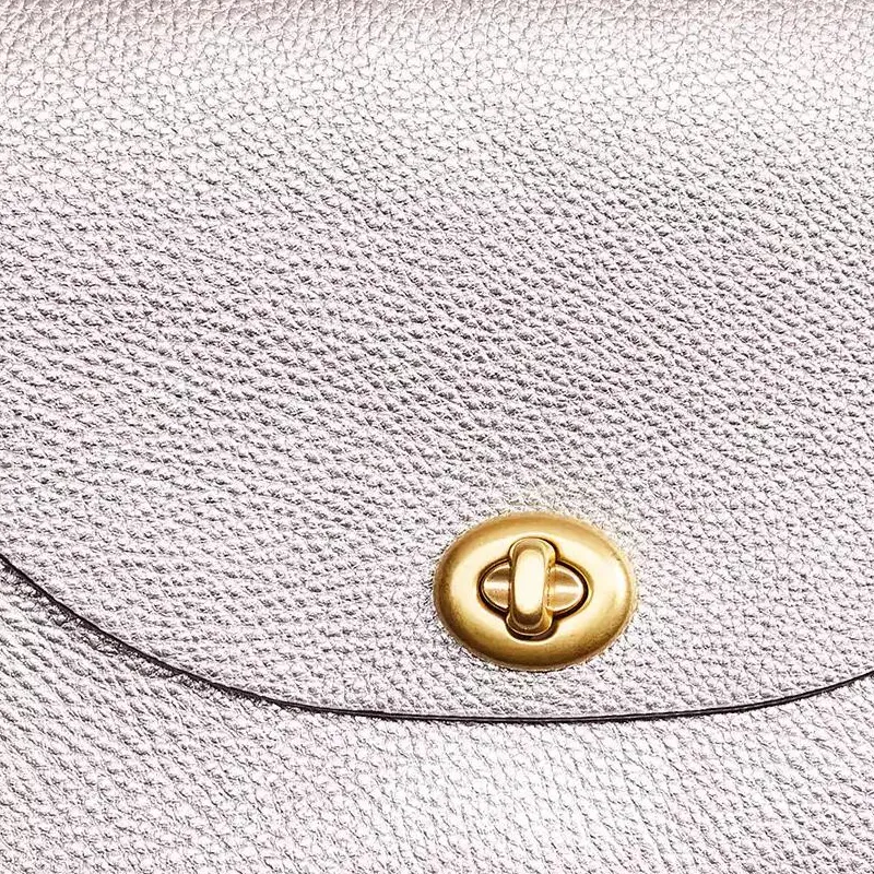 COACH Pouch Leather Clutch Extra Large Women's Silver Metal-2