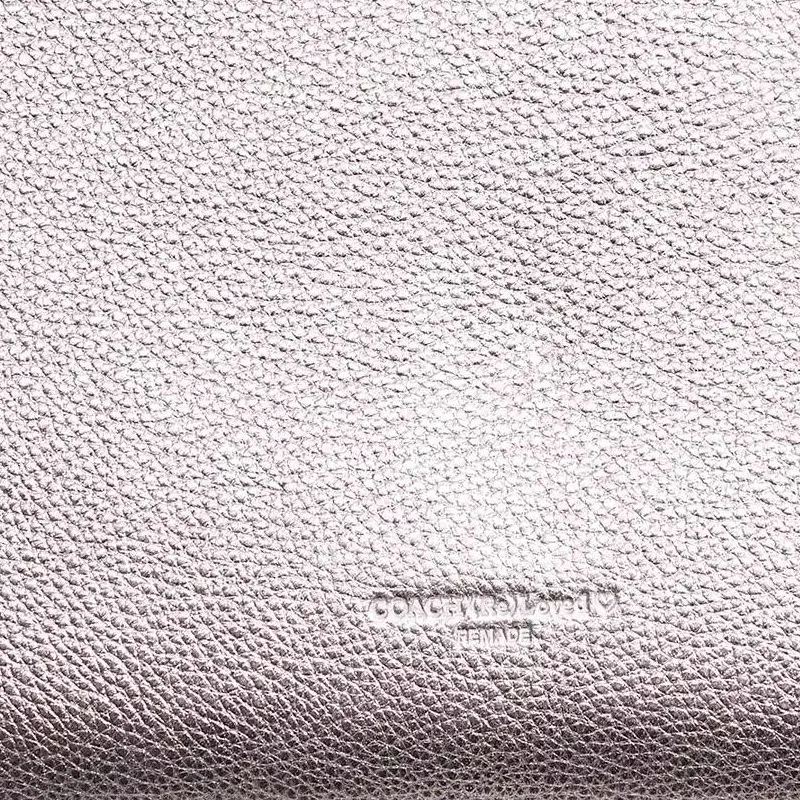 COACH Pouch Leather Clutch Extra Large Women's Silver Metal-3