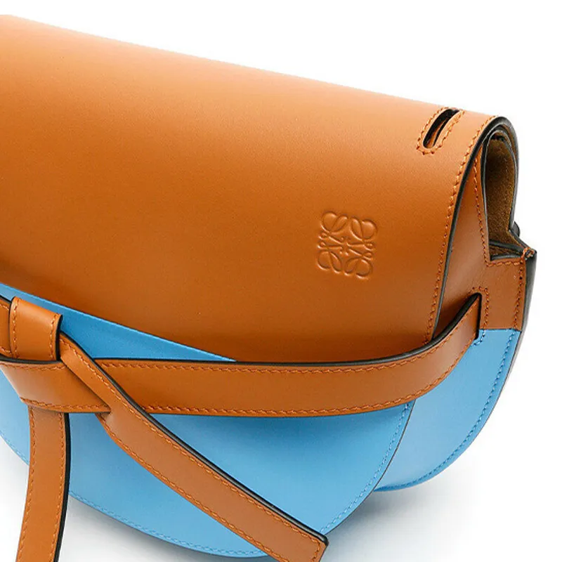 LOEWE Gate Cow Leather Handheld Crossbody Bag, Shoulder Bag Small Size Women's Blue Brown-3