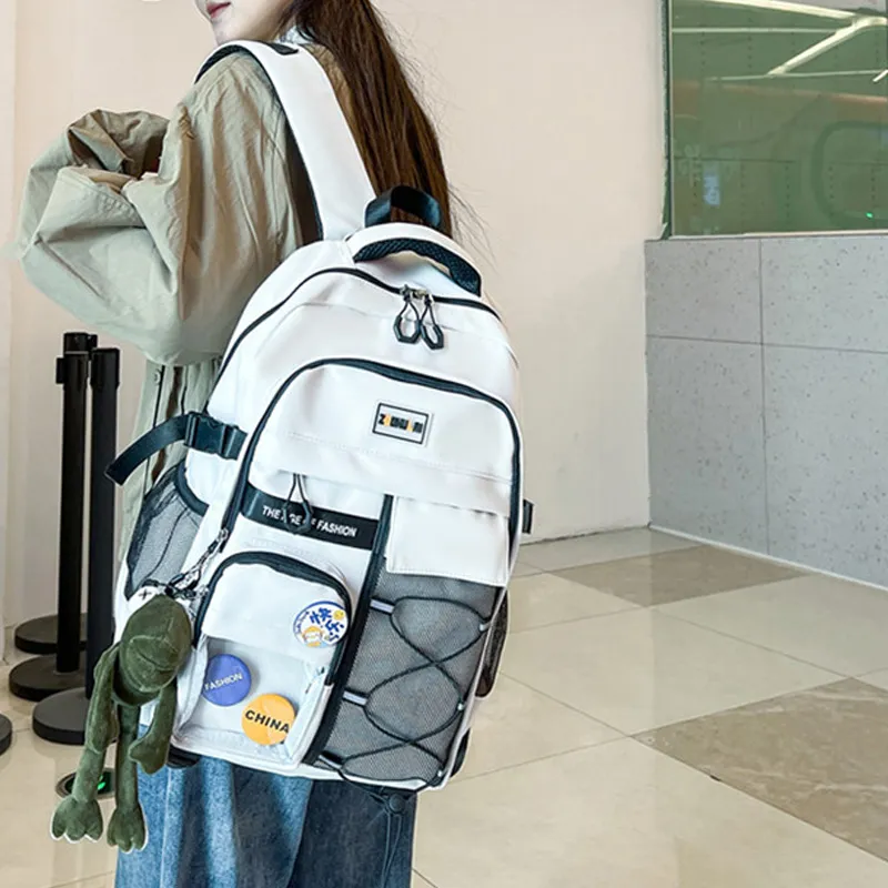 H YXIANG Composite Cloth Backpack Unisex Multicolor-2