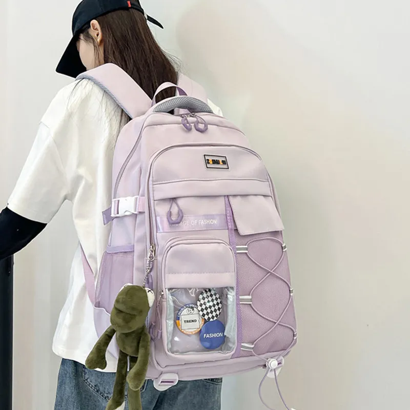 H YXIANG Composite Cloth Backpack Unisex Multicolor-4