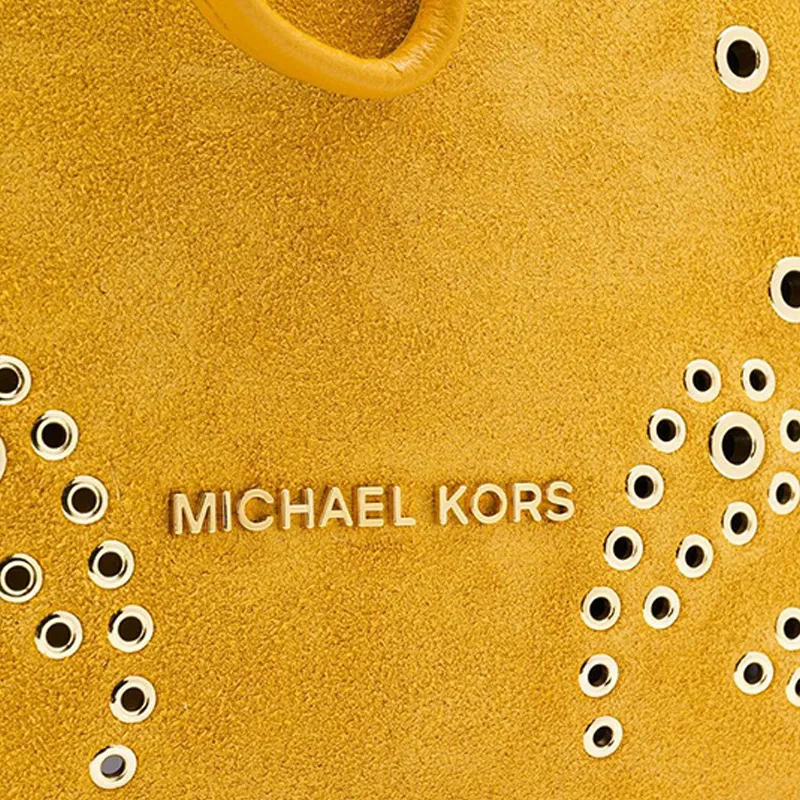 MICHAEL KORS Cary Leather Bucket Portable Crossbody Bag, Shoulder Bag Small Size Women's Golden Orange-3