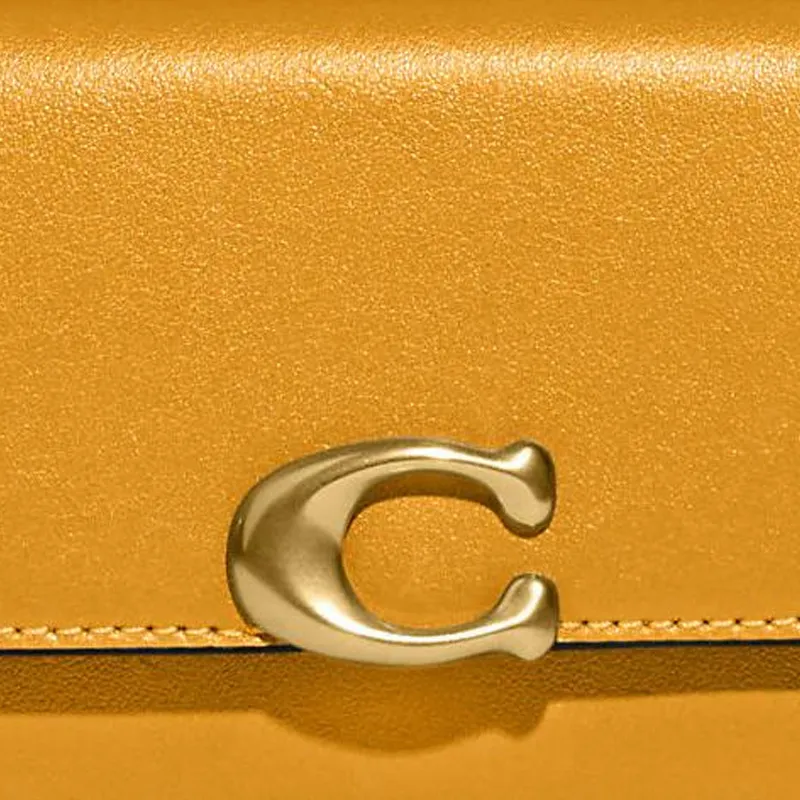 COACH Bandit Calfskin Coin Purses Wallets Mini Women's Yellow-1