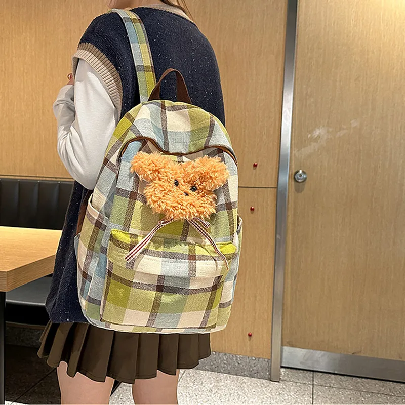 H YXIANG Canvas Backpack Unisex Multicolor-7