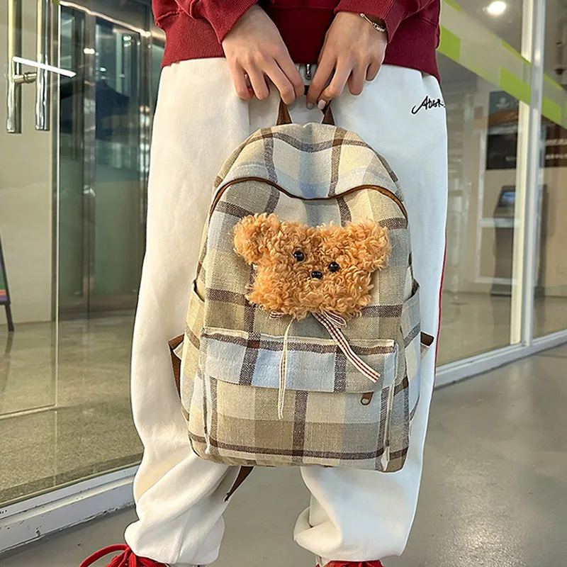 H YXIANG Canvas Backpack Unisex Multicolor-2