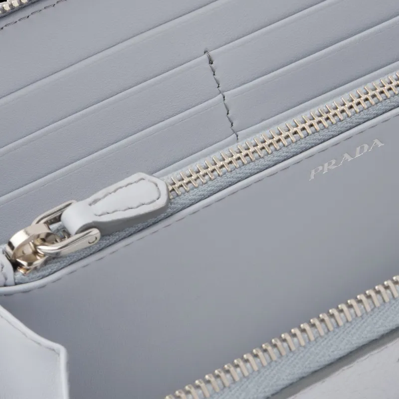 PRADA Leather Wallet Women's Cornflower Blue-3