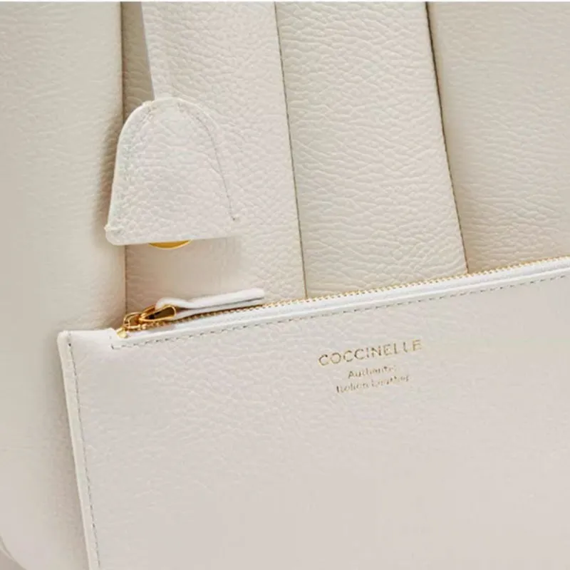 COCCINELLE Cow Leather Shoulder Bag Crossbody Bag Handbag Small Size Women's Coconut Milk White-3
