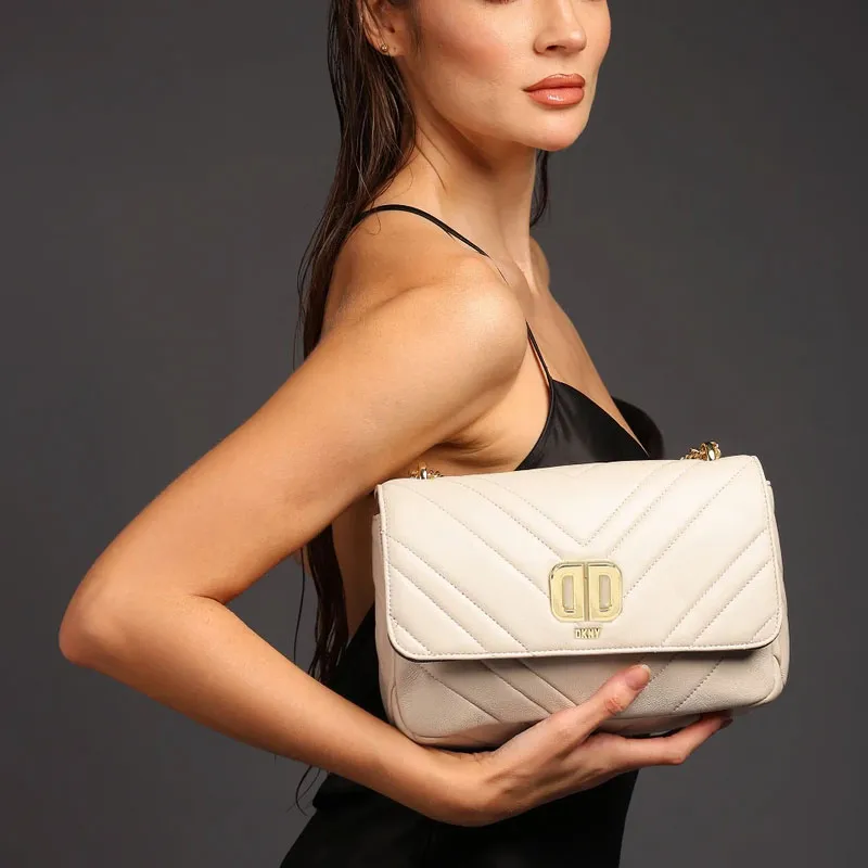 DKNY Lambskin Crossbody Bag Shoulder Bag Regular Women's Beige-4