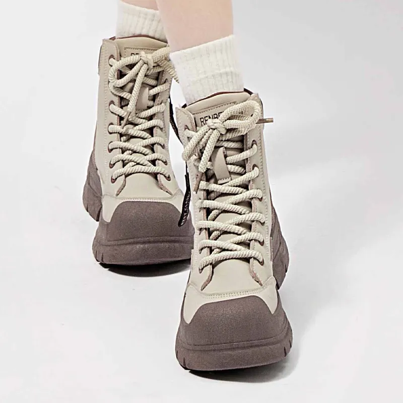 RENBEN Short Martin Boot Women's Beige Brown-6
