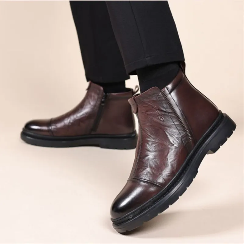 GZZ Ankle Boots Men Black/Brown-15